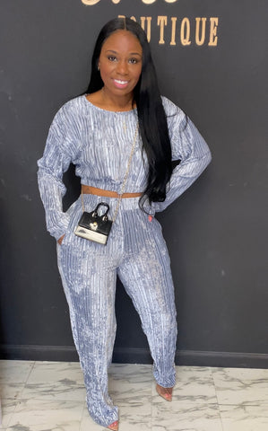 Velour 2pc Set BLUE/GREY