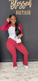 Basic But Cute 2pc Set BURGUNDY